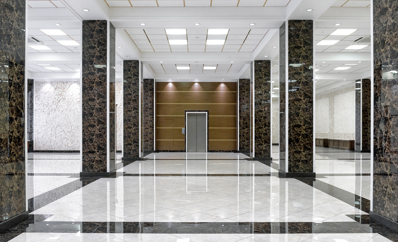 Marble interior of a luxury lobby of company or hotel